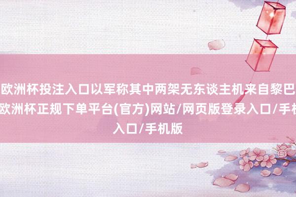 欧洲杯投注入口以军称其中两架无东谈主机来自黎巴嫩-欧洲杯正规下单平台(官方)网站/网页版登录入口/手机版