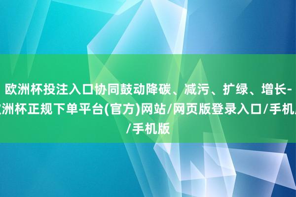 欧洲杯投注入口协同鼓动降碳、减污、扩绿、增长-欧洲杯正规下单平台(官方)网站/网页版登录入口/手机版