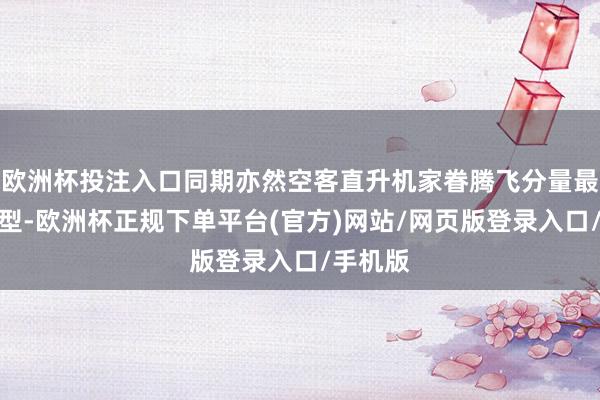 欧洲杯投注入口同期亦然空客直升机家眷腾飞分量最大的机型-欧洲杯正规下单平台(官方)网站/网页版登录入口/手机版