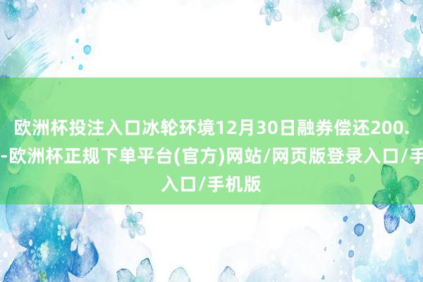 欧洲杯投注入口冰轮环境12月30日融券偿还200.00股-欧洲杯正规下单平台(官方)网站/网页版登录入口/手机版