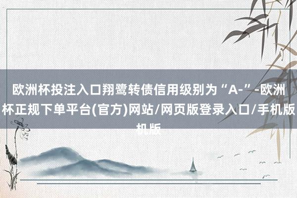 欧洲杯投注入口翔鹭转债信用级别为“A-”-欧洲杯正规下单平台(官方)网站/网页版登录入口/手机版