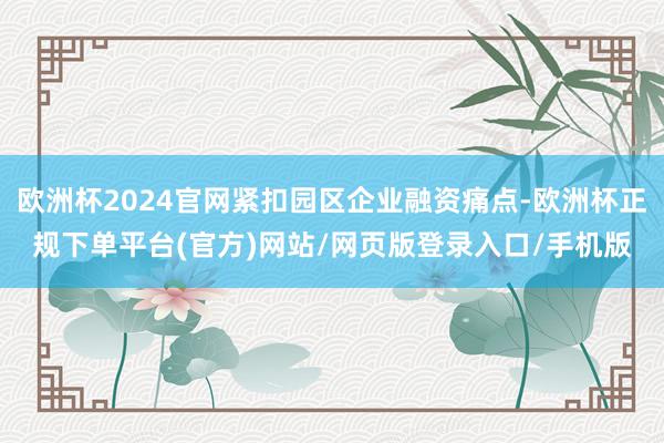 欧洲杯2024官网紧扣园区企业融资痛点-欧洲杯正规下单平台(官方)网站/网页版登录入口/手机版